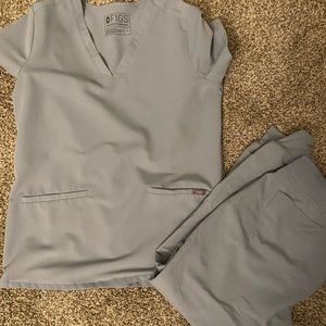 Dusty blue FIGS Small top + petite medium joggers